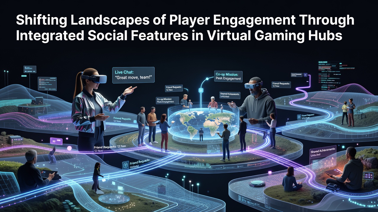 Darstellung sozialer Interaktionen in virtuellen Gaming-Hubs mit integrierten Chat- und Multiplayer-Elementen