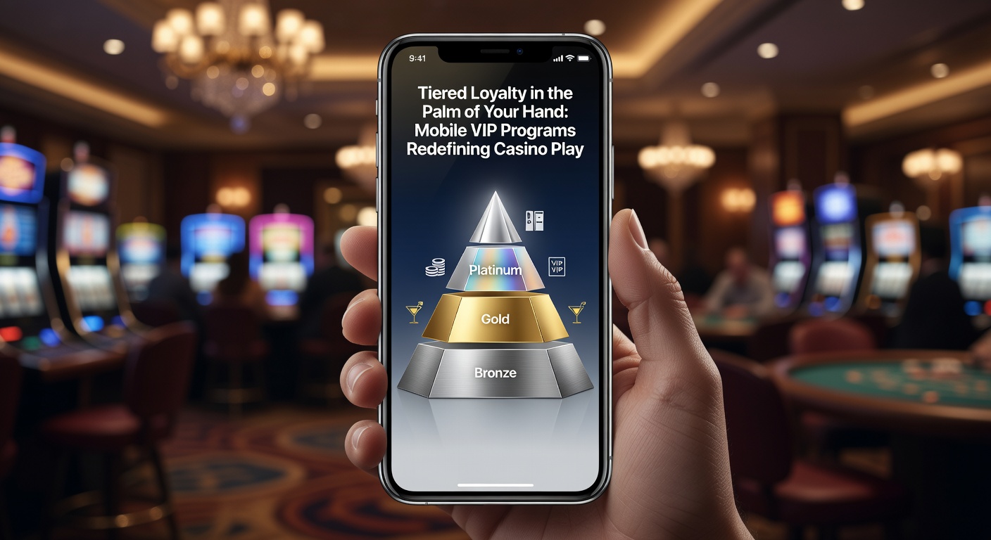 Grafik mit VIP-Stufenleiter auf Smartphone-Bildschirm, zeigt Belohnungen wie Cashback, Freispiele und exklusive Events